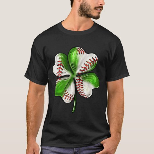 Baseball Shamrock St Patrick's Day Clover With Bas T-shirt (Voorkant)