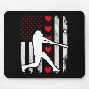 Baseball silhouet hart usa vlag harten Amerikaans Muismat