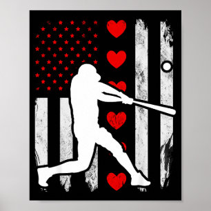 Baseball silhouet hart usa vlag harten Amerikaans Poster