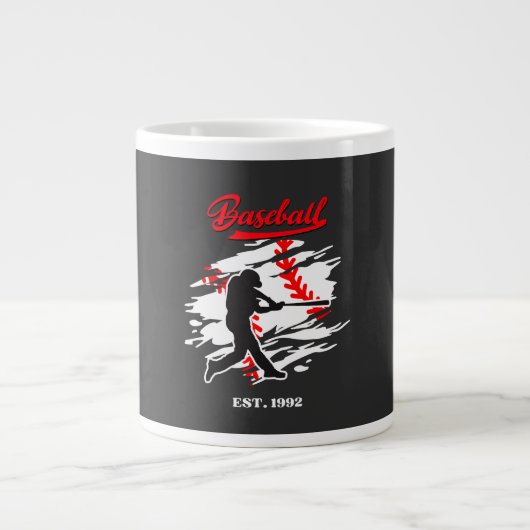 Baseball Silhouette Graphic Design – EST. 1992 Grote Koffiekop (Voorkant)