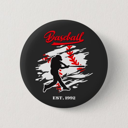 Baseball Silhouette Graphic Design – EST. 1992 Ronde Button 5,7 Cm (Voorkant)