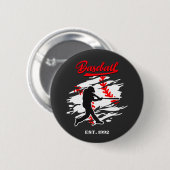 Baseball Silhouette Graphic Design – EST. 1992 Ronde Button 5,7 Cm (Voorkant /achterkant)