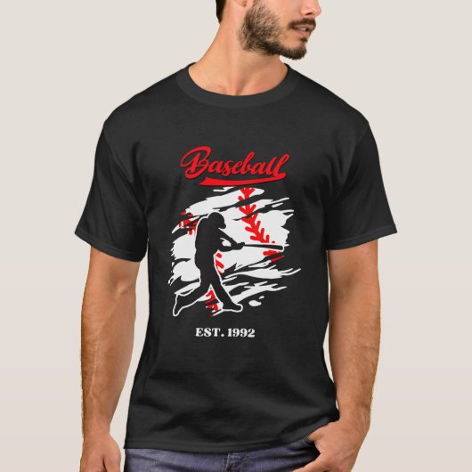 Baseball Silhouette Graphic Design – EST. 1992 T-shirt (Voorkant)