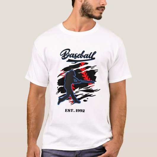 Baseball Silhouette Graphic Design – EST. 1992  T-shirt (Voorkant)