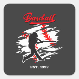 Baseball Silhouette Graphic Design – EST. 1992 Vierkante Sticker