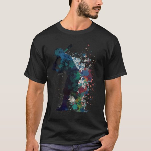 Baseball silhouette player variegated colors desi t-shirt (Voorkant)
