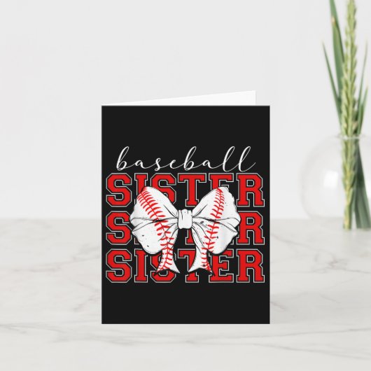 Baseball Sister Coquette Bow Sport Lover M Kaart (Voorkant)