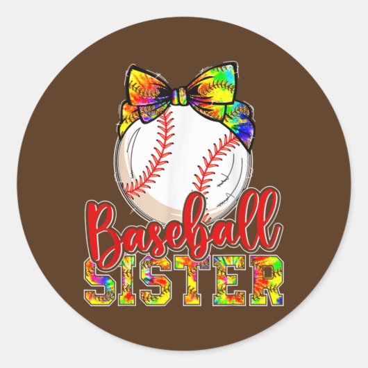 Baseball Sister Cute Baseball Gift for Sisters Ronde Sticker (Voorkant)