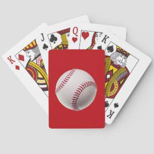 Baseball - Sjabloon-honkballen voor sport op rood Pokerkaarten