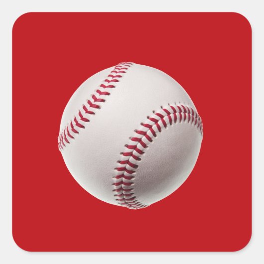 Baseball - Sjabloon-honkballen voor sport op rood Vierkante Sticker (Voorkant)