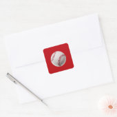 Baseball - Sjabloon-honkballen voor sport op rood Vierkante Sticker (Envelop)
