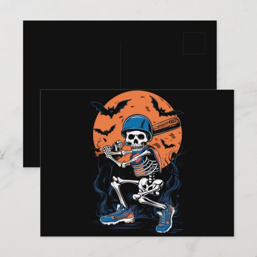 Baseball Skeleton Halloween Baseball Halloween Briefkaart (Voorkant / Achterkant)
