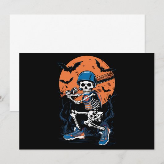 Baseball Skeleton Halloween Baseball Halloween Kaart (Voorkant / Achterkant)