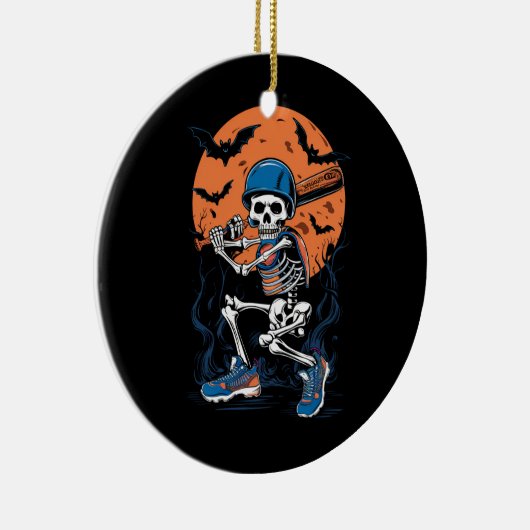 Baseball Skeleton Halloween Baseball Halloween Keramisch Ornament (Rechts)