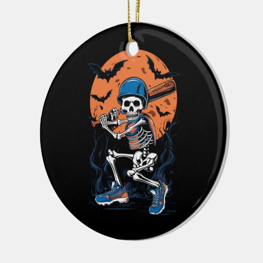 Baseball Skeleton Halloween Baseball Halloween Keramisch Ornament (Links)