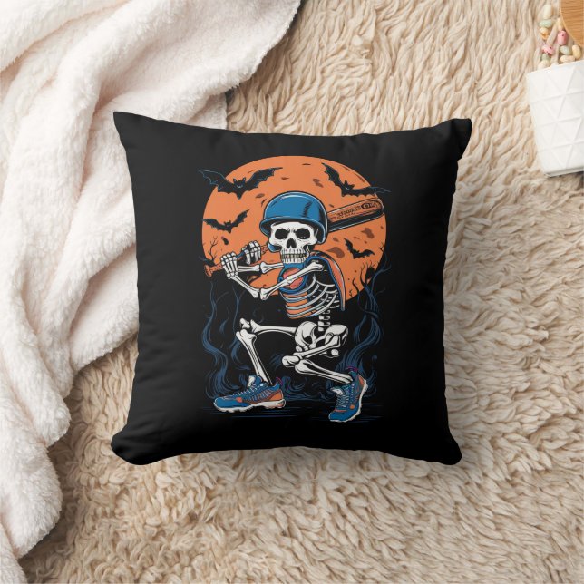 Baseball Skeleton Halloween Baseball Halloween Kussen (Deken)
