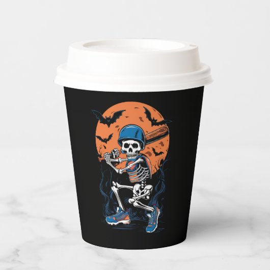 Baseball Skeleton Halloween Baseball Halloween Papieren Bekers (Voorkant)