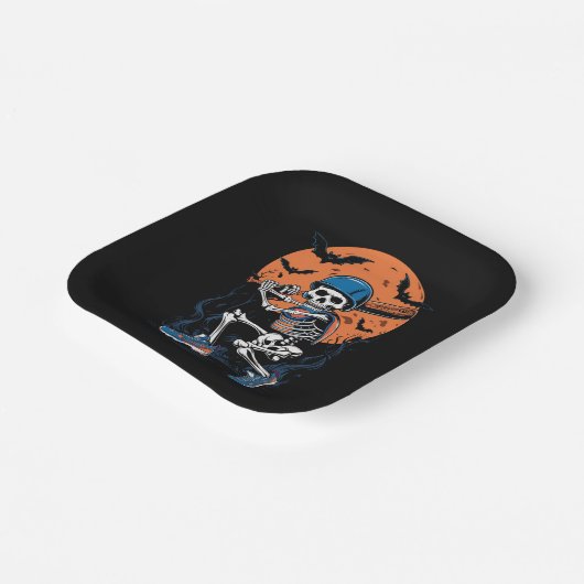 Baseball Skeleton Halloween Baseball Halloween Papieren Bordje (Gebogen)