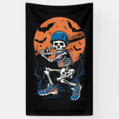 Baseball Skeleton Halloween Baseball Halloween Spandoek (Verticaal)