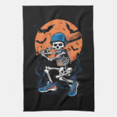 Baseball Skeleton Halloween Baseball Halloween Theedoek (Verticaal)