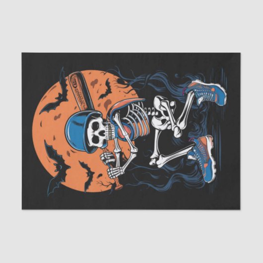 Baseball Skeleton Halloween Baseball Halloween Tissuepapier (Voorkant)