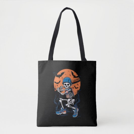 Baseball Skeleton Halloween Baseball Halloween Tote Bag (Voorkant)