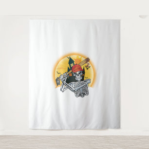 Baseball Skeleton Halloween Baseball Halloween Wandkleed