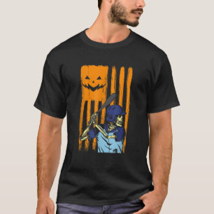 Baseball Skeleton Halloween Mannen Boys Amerikaans T-shirt
