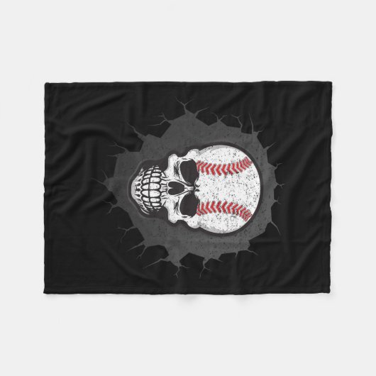 Baseball Skeleton Halloween Mannen Boys Baseball H Fleece Deken (Voorkant (Horizontaal))