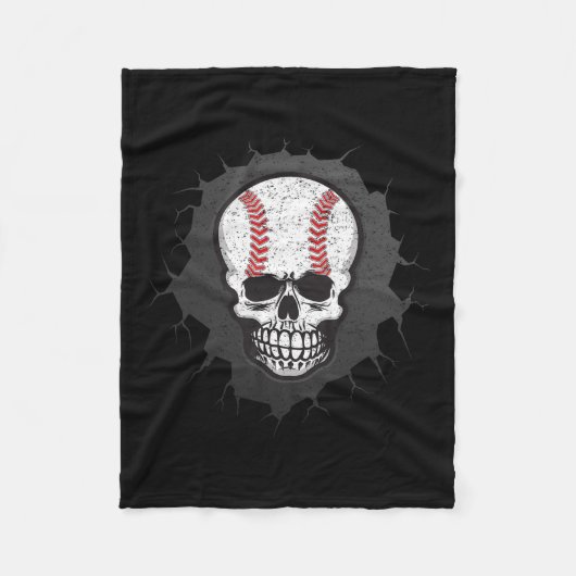 Baseball Skeleton Halloween Mannen Boys Baseball H Fleece Deken (Voorkant)