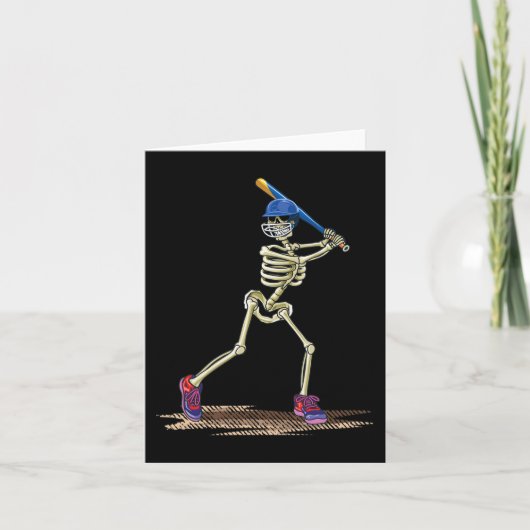 Baseball Skeleton Halloween Mannen Boys Baseball H Kaart (Voorkant)