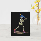 Baseball Skeleton Halloween Mannen Boys Baseball H Kaart (Gele Bloem)