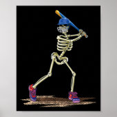 Baseball Skeleton Halloween Mannen Boys Baseball H Poster (Voorkant)
