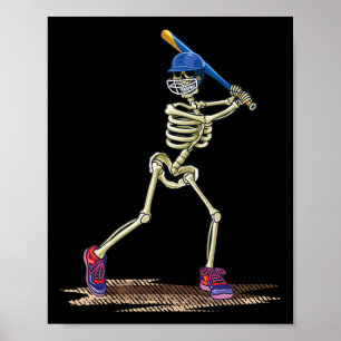Baseball Skeleton Halloween Mannen Boys Baseball H Poster