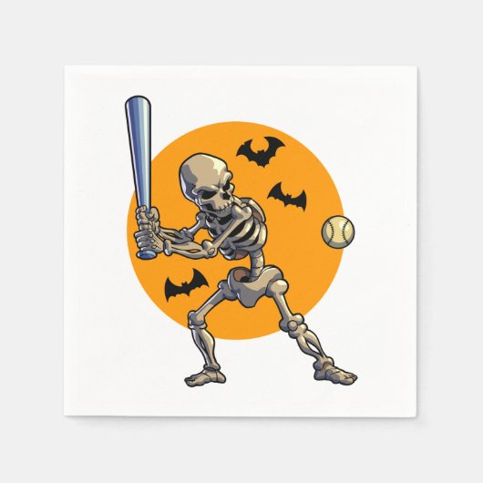 Baseball Skeleton Halloween Mannen Boys Baseball H Servet (Voorkant)