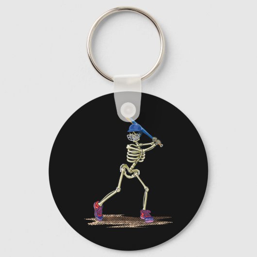 Baseball Skeleton Halloween Mannen Boys Baseball H Sleutelhanger (Voorkant)