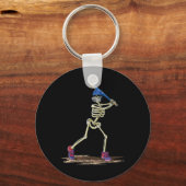 Baseball Skeleton Halloween Mannen Boys Baseball H Sleutelhanger (Voorkant)