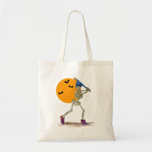 Baseball Skeleton Halloween Mannen Boys Baseball H Tote Bag (Voorkant)