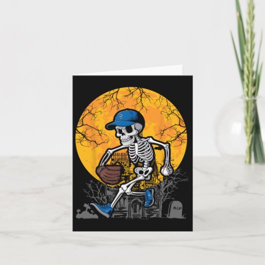 Baseball Skeleton Halloween Mannen Boys Baseball S Kaart (Voorkant)