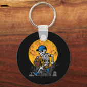 Baseball Skeleton Halloween Mannen Boys Baseball S Sleutelhanger (Voorkant)