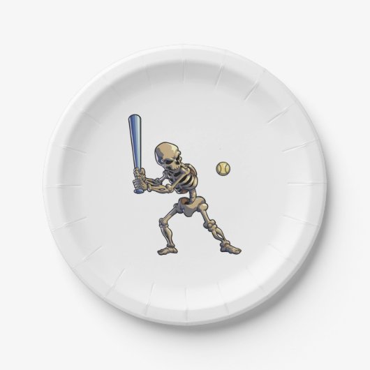 Baseball Skeleton Halloween Papieren Bordje (Voorkant)