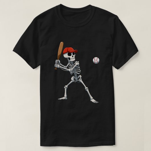 Baseball Skeleton Halloween Skeleton Spelbekken T-shirt (Design voorkant)