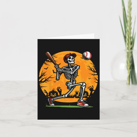 Baseball Skeleton Halloween Spooky Boys Baseball P Kaart (Voorkant)
