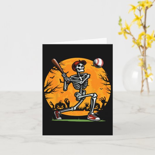 Baseball Skeleton Halloween Spooky Boys Baseball P Kaart (Gele Bloem)