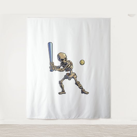 Baseball Skeleton Halloween Wandkleed (Voorkant)