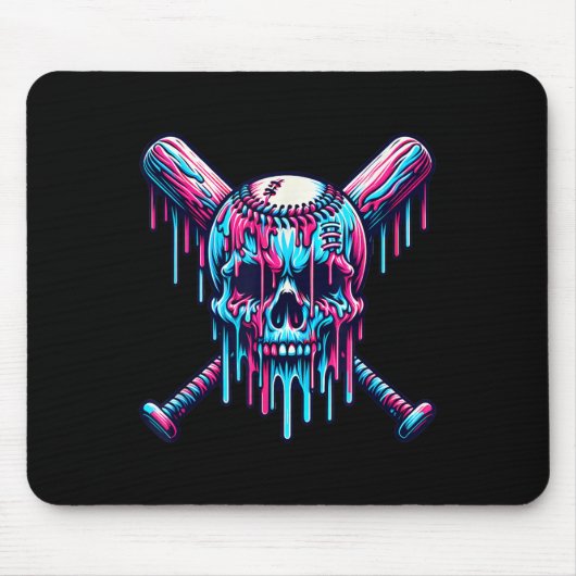 Baseball Skull Drip Baseball Drip Baseball Ice Cre Muismat (Voorkant)
