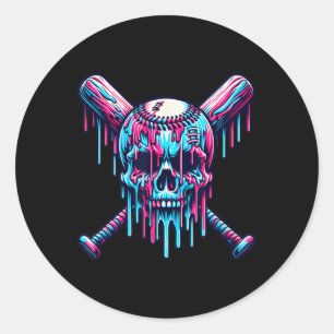 Baseball Skull Drip Baseball Drip Baseball Ice Cre Ronde Sticker