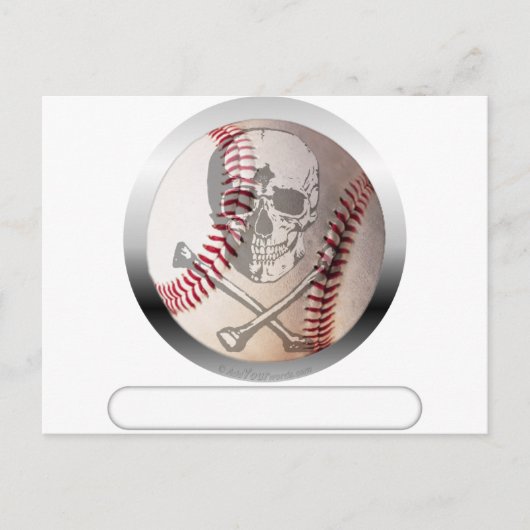 Baseball Skull en Crossbones Briefkaart (Voorkant)