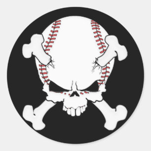Baseball Skull Ronde Sticker