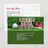 Baseball slaat de datum op met de bal op groen briefkaart (Voorkant / Achterkant)